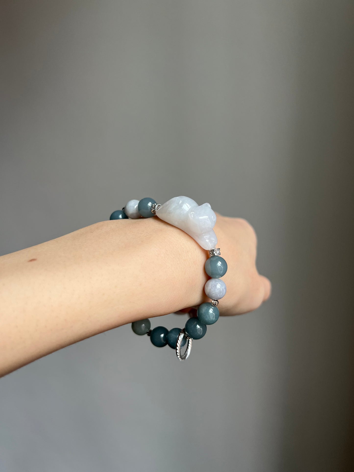 "playtime" white jadeite cat bracelet #10
