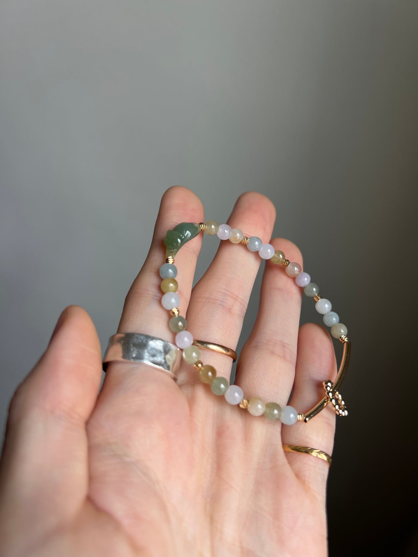 *mini* "playtime" jadeite cat bracelet #19