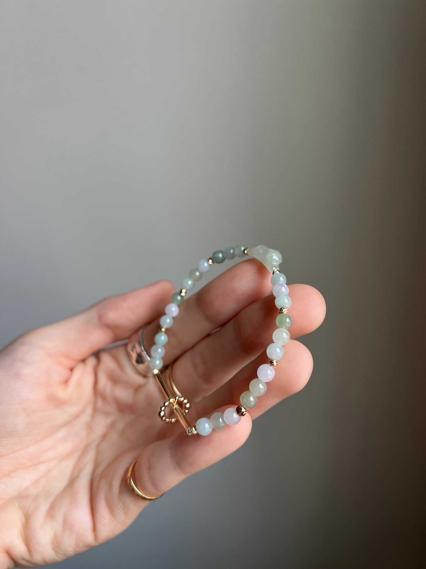*mini* "playtime" jadeite cat bracelet #18