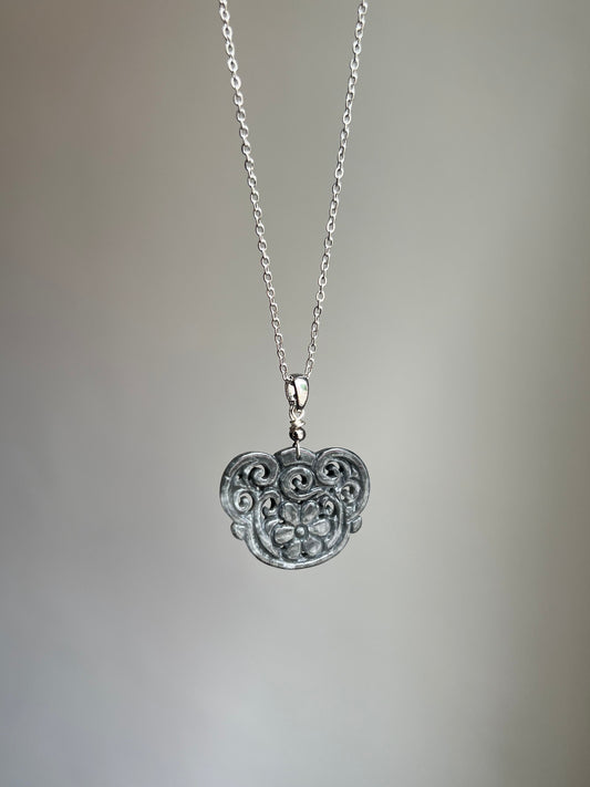 "once upon a time" wuji jadeite ornate flower necklace