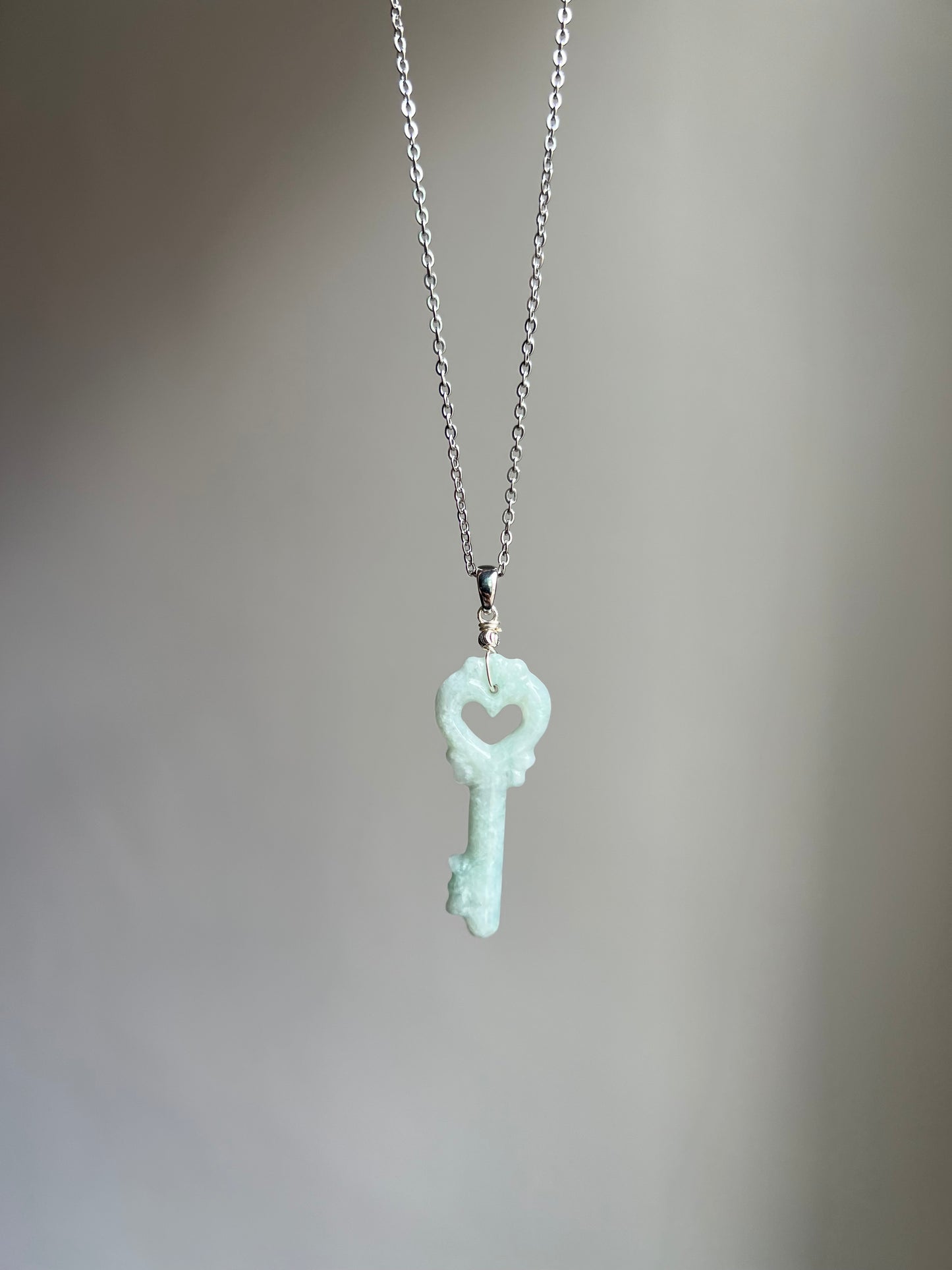 "key to my heart" jadeite key necklace