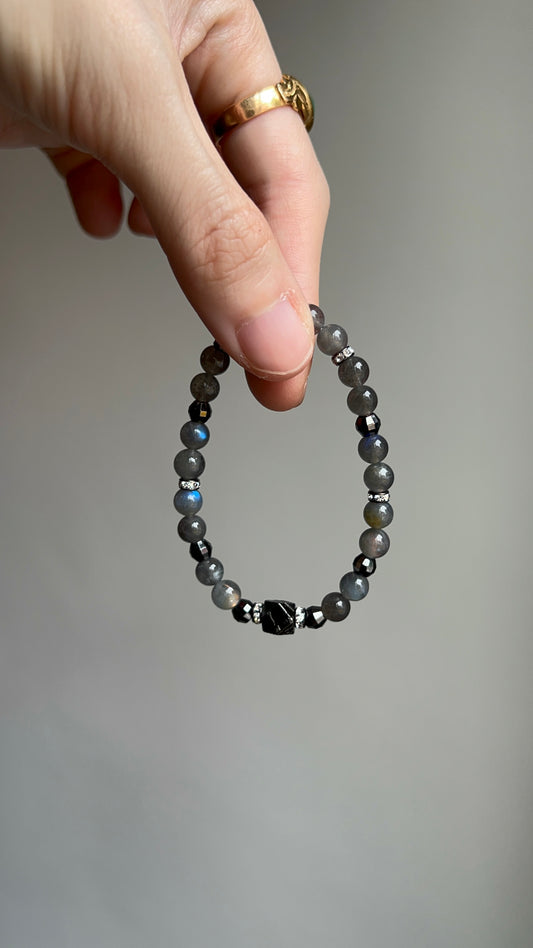 meteorite + labradorite bracelet