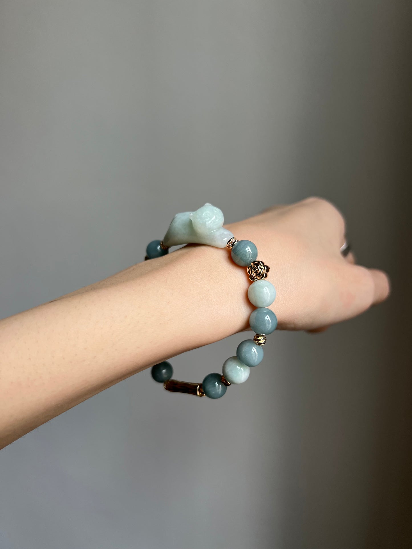 "playtime" green jadeite cat bracelet #13