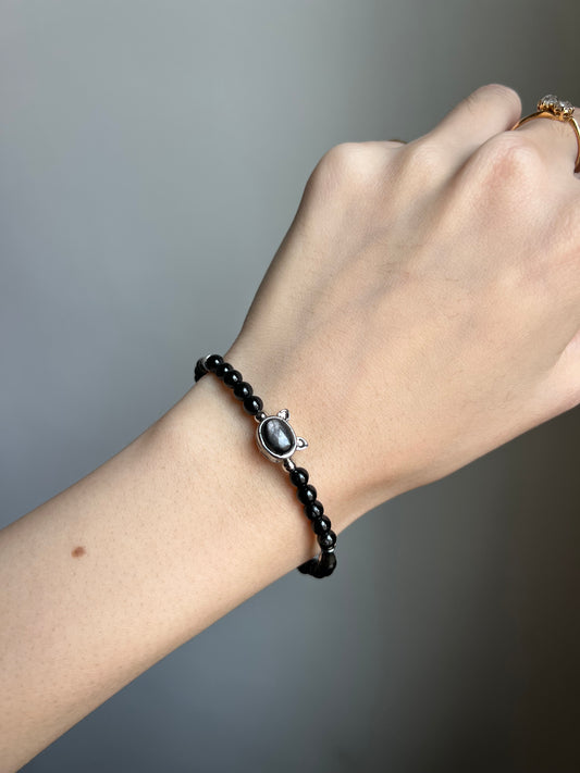 “night vision” hypersthene cat bracelet