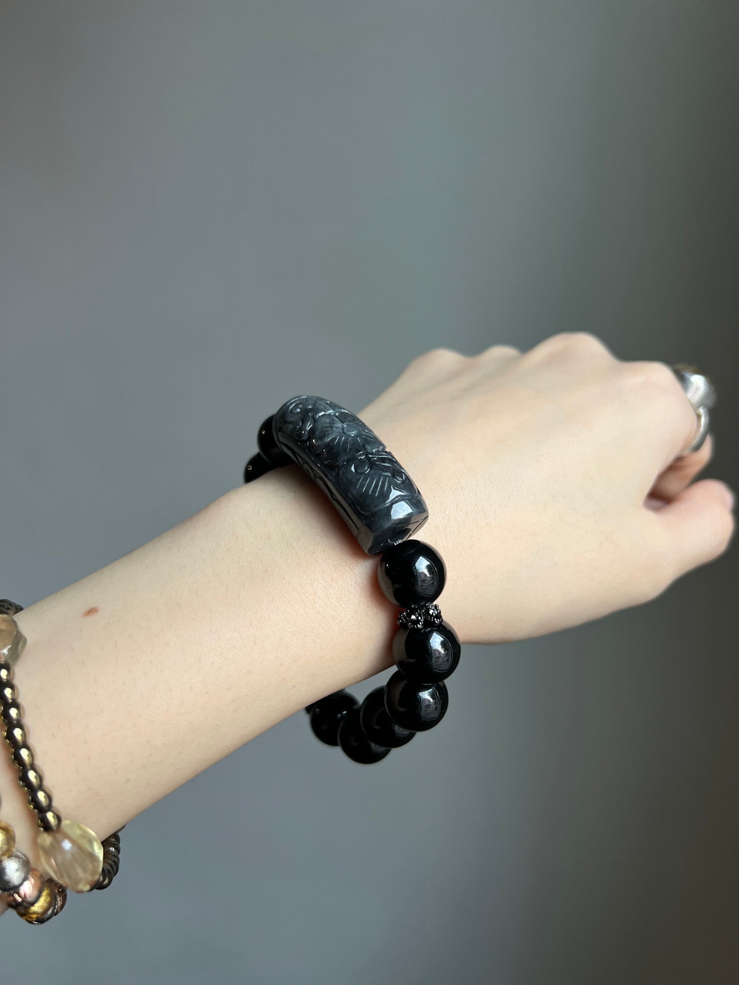 "the night's calling" black (wuji) jadeite bracelet