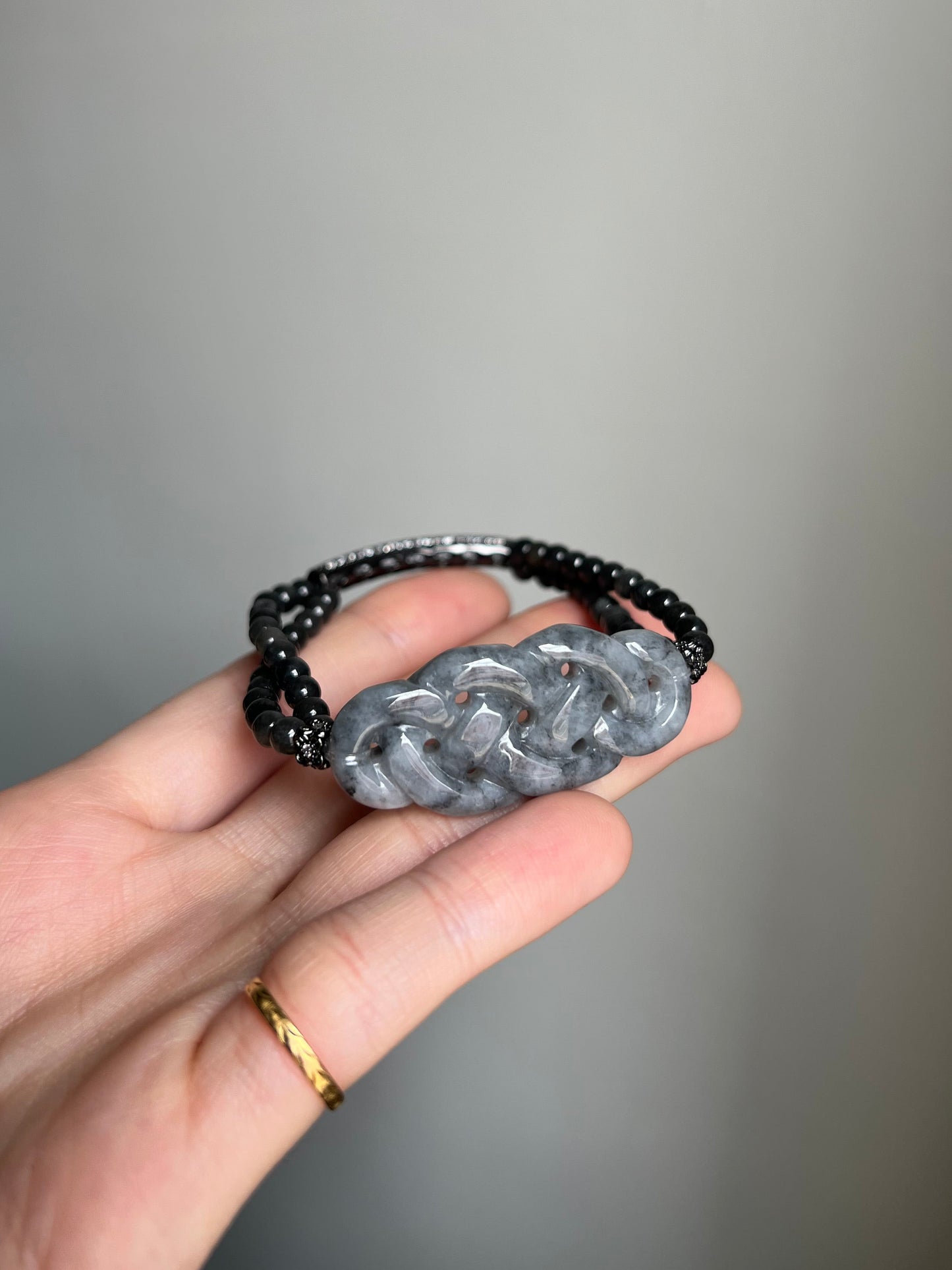 "dynasty" wuji jadeite chinese "ru yi" knot bracelet