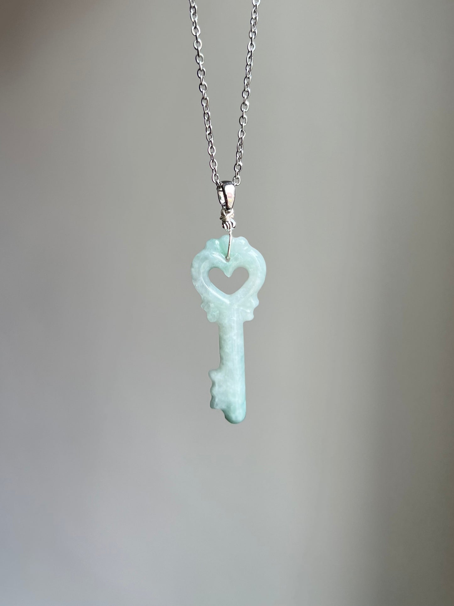 "key to my heart" jadeite key necklace