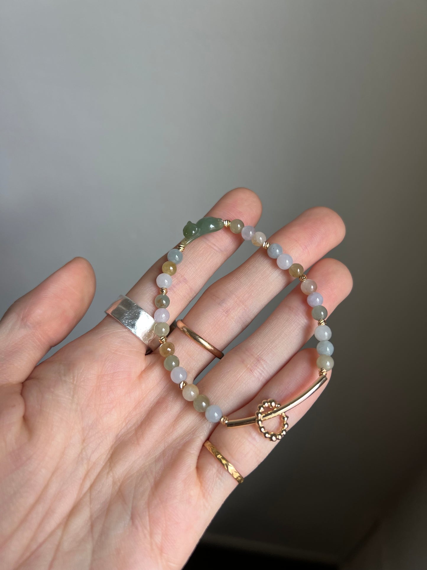 *mini* "playtime" jadeite cat bracelet #19