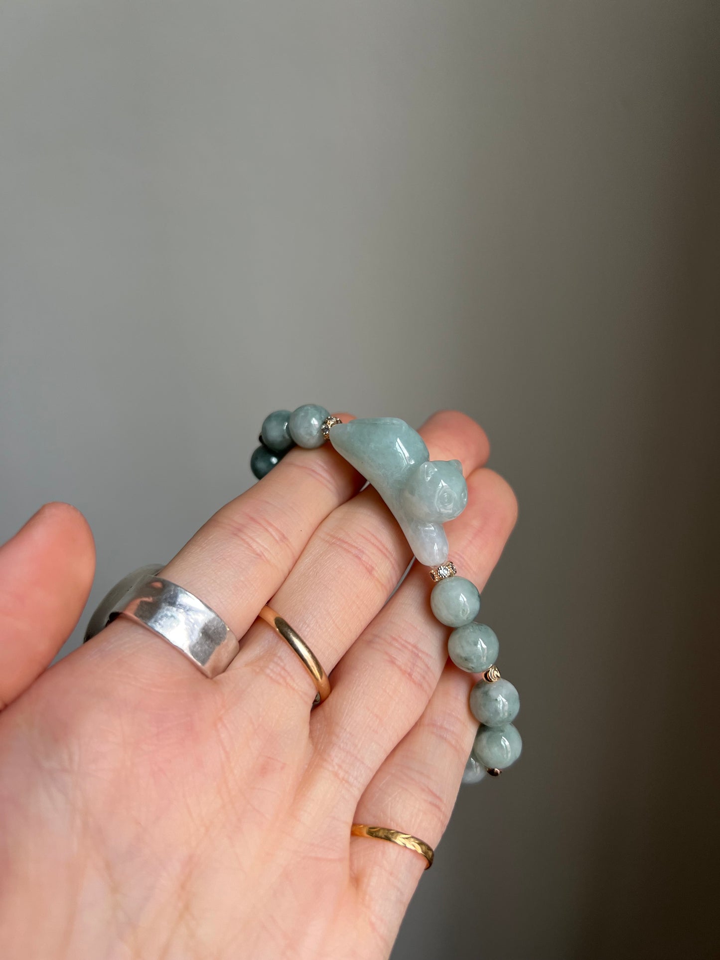 "playtime" green jadeite cat bracelet #11
