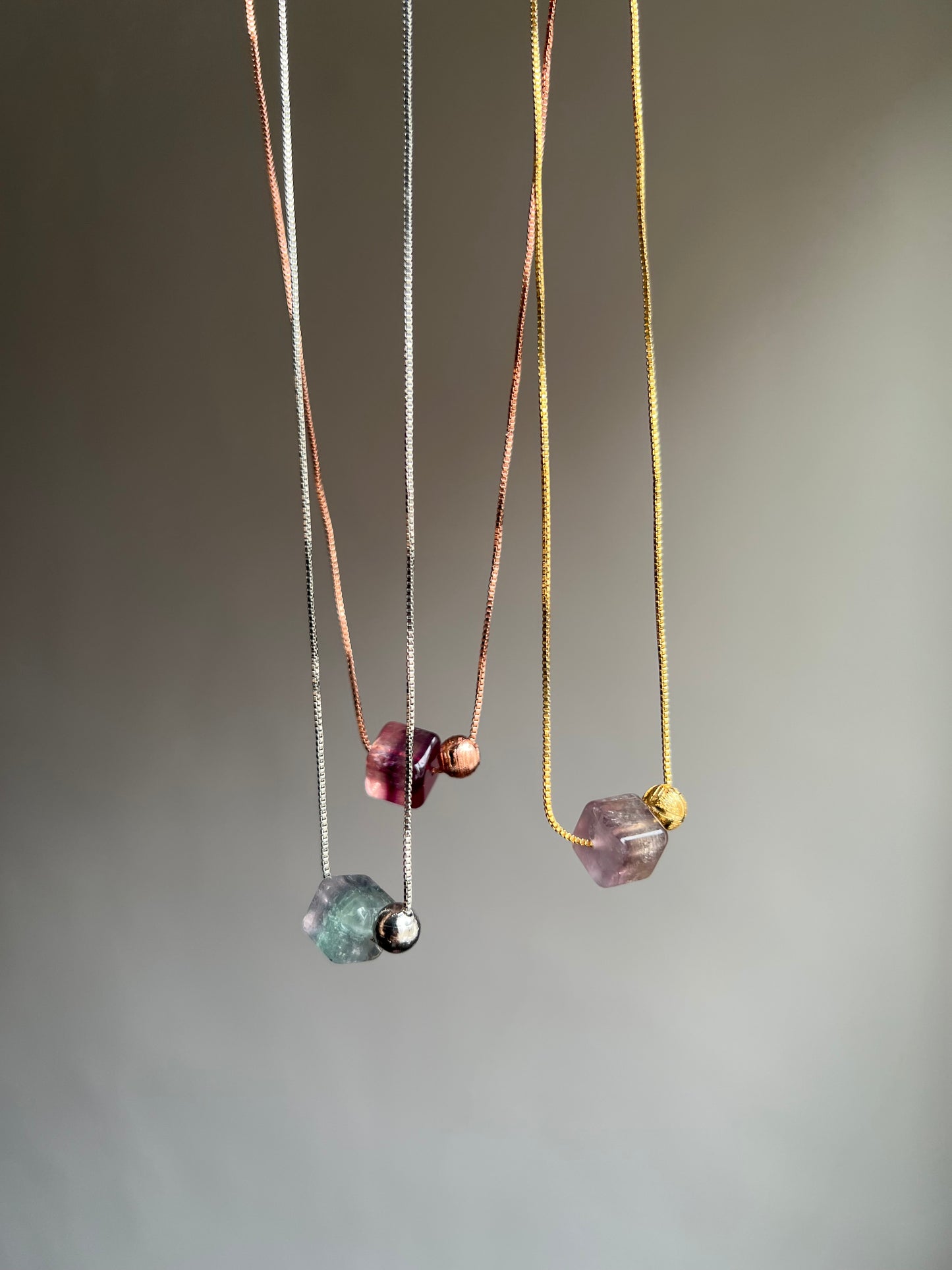 “cosmic order” fluorite + meteorite necklace