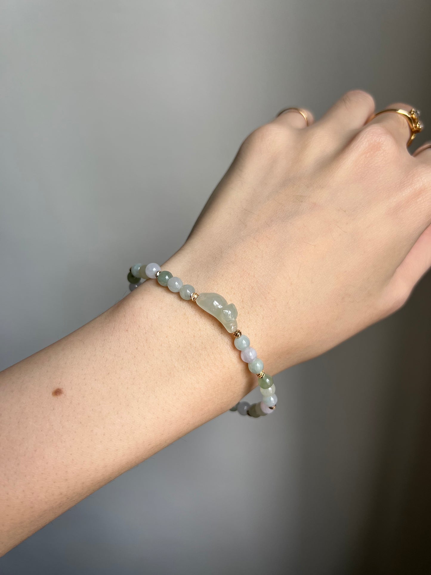 *mini* "playtime" jadeite cat bracelet #18