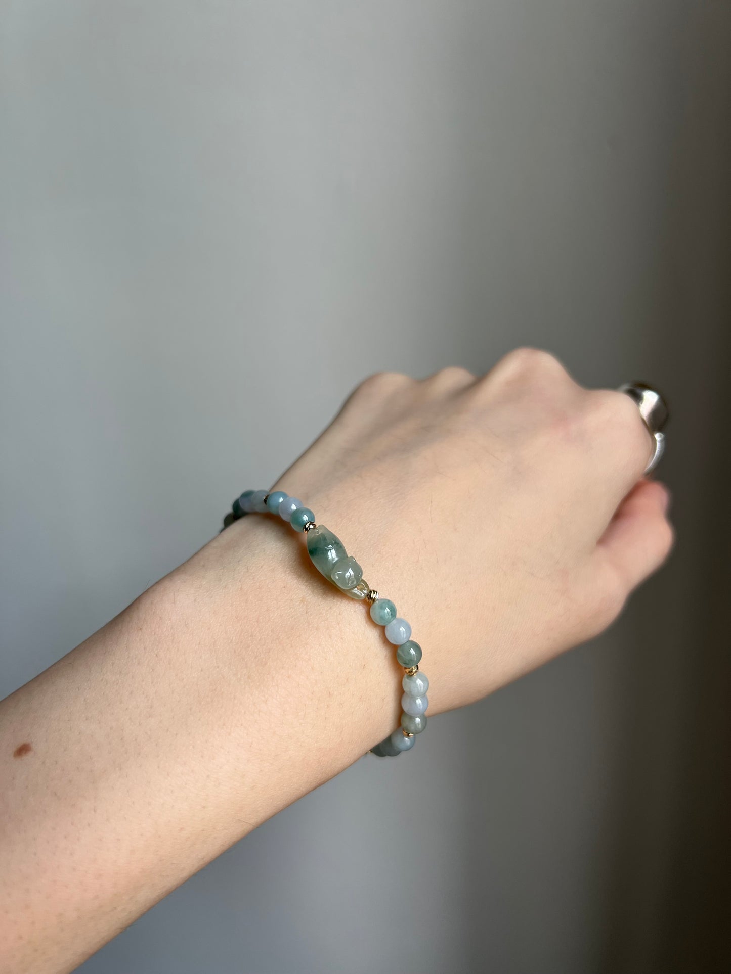 *mini* "playtime" jadeite cat bracelet #17