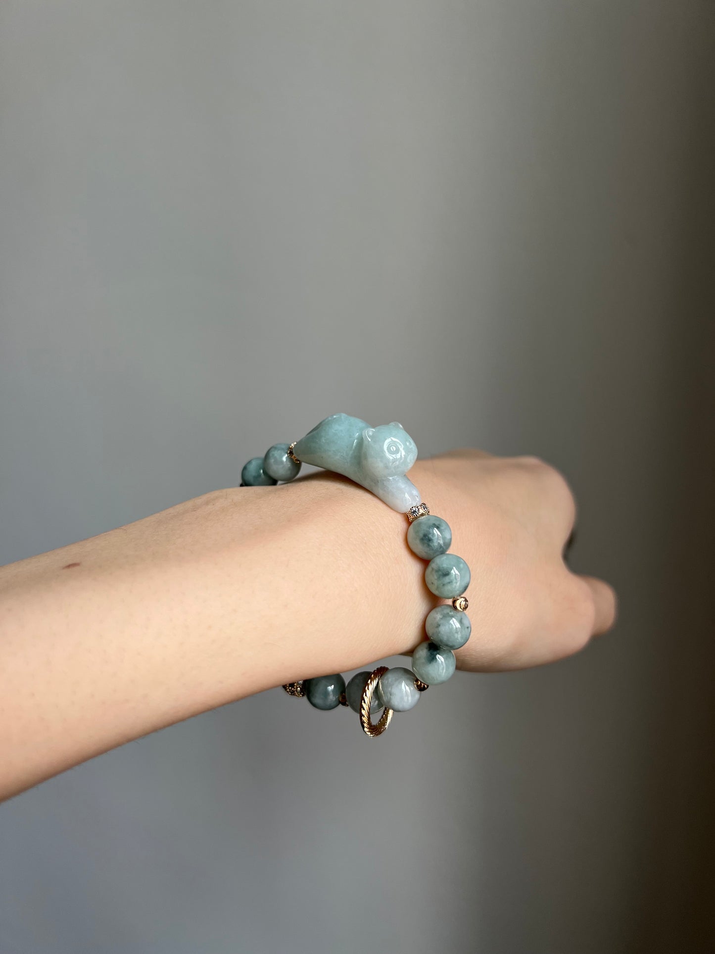 "playtime" green jadeite cat bracelet #11