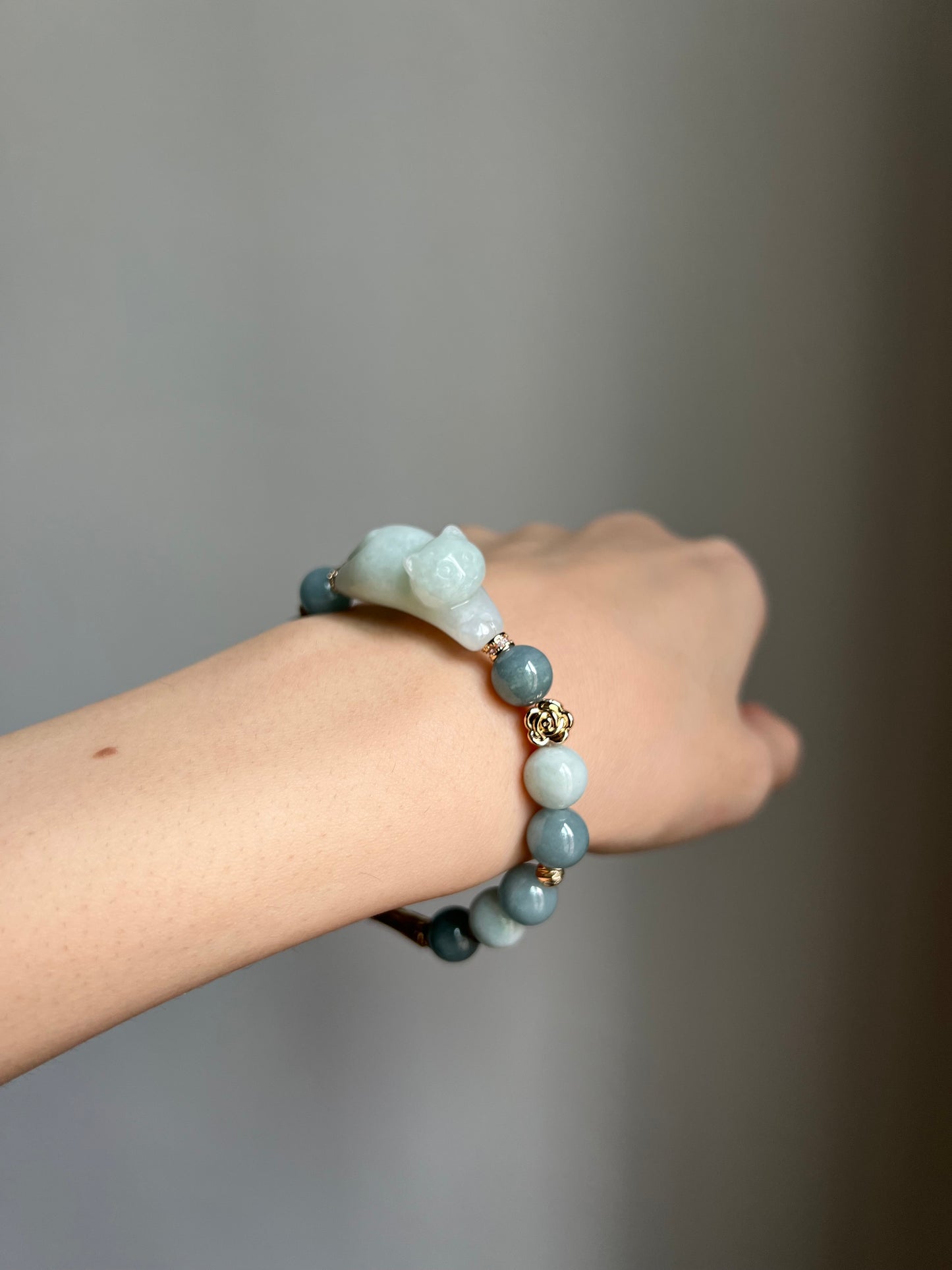 "playtime" green jadeite cat bracelet #13