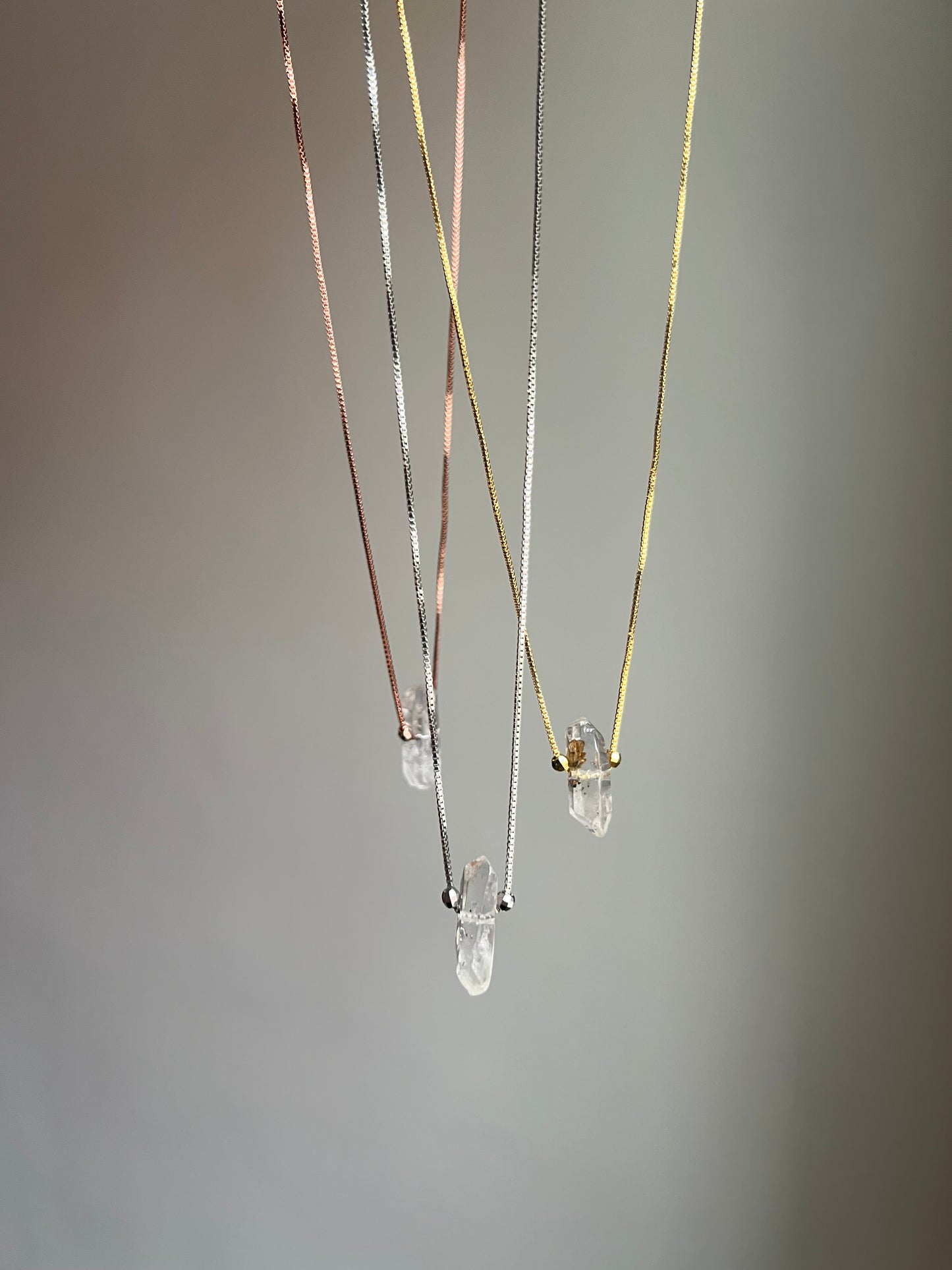 “chrysalis” double-terminated quartz necklace