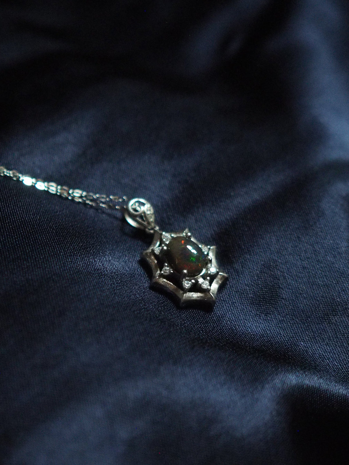 ARCANA #02 - Oval Black Opal Necklace