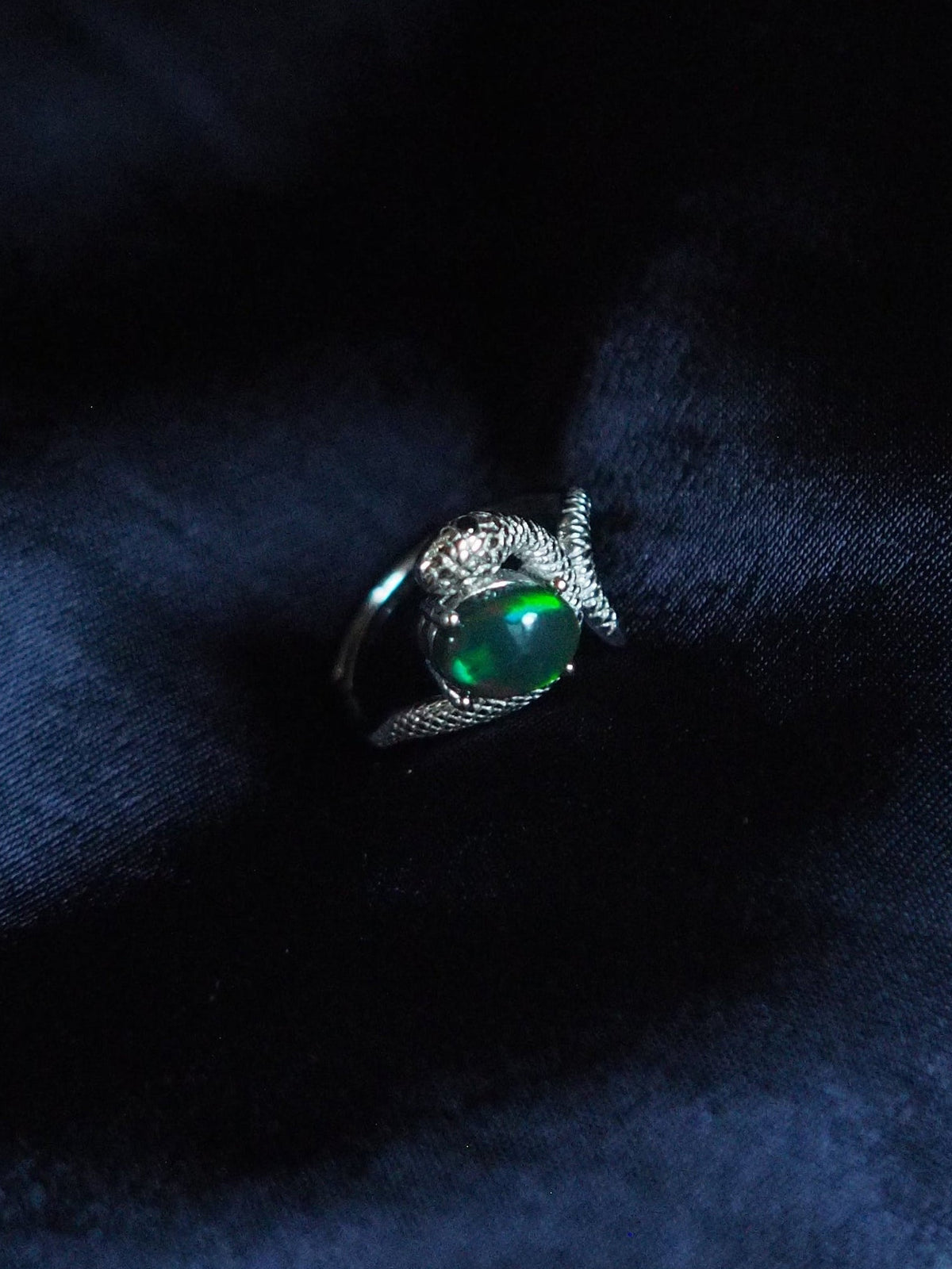 SERPENTINA #01 - Oval Black Opal Ring