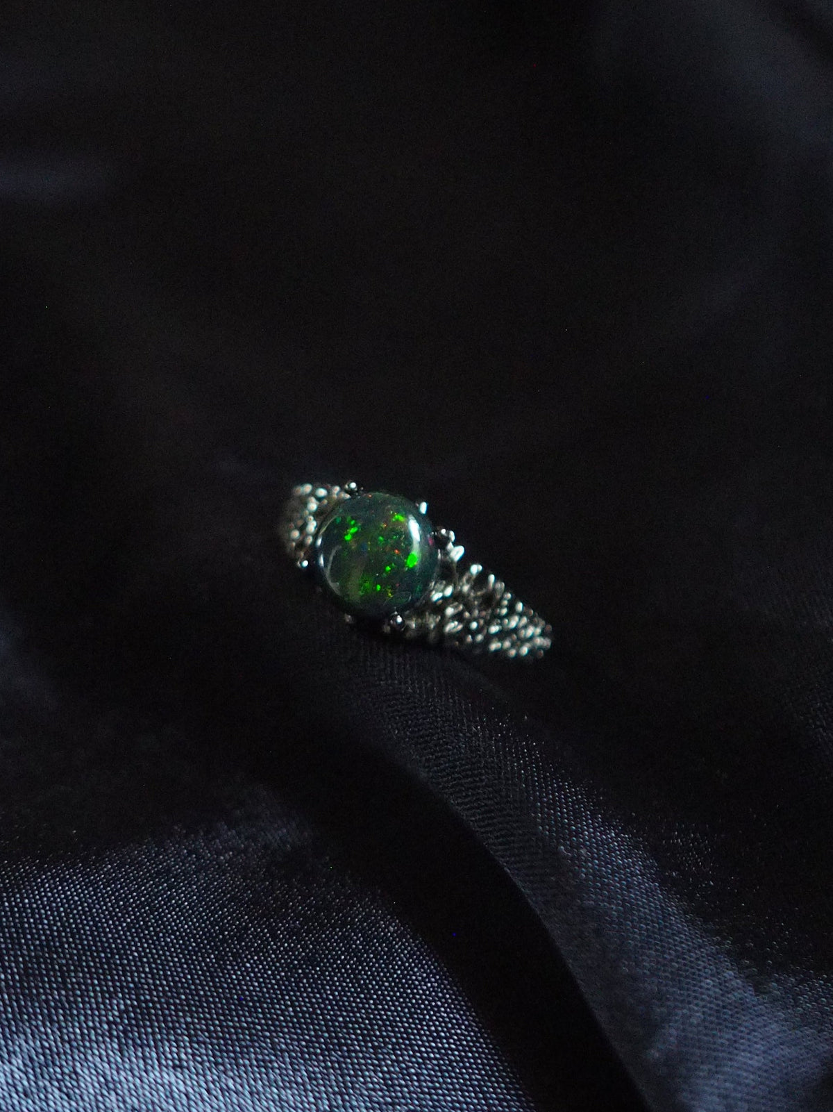 UMBRA #02 - Round Black Opal Ring