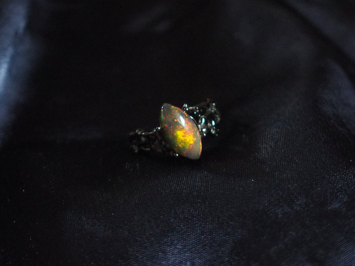 BLACKTHORN #03 - Marquise Black Opal Ring
