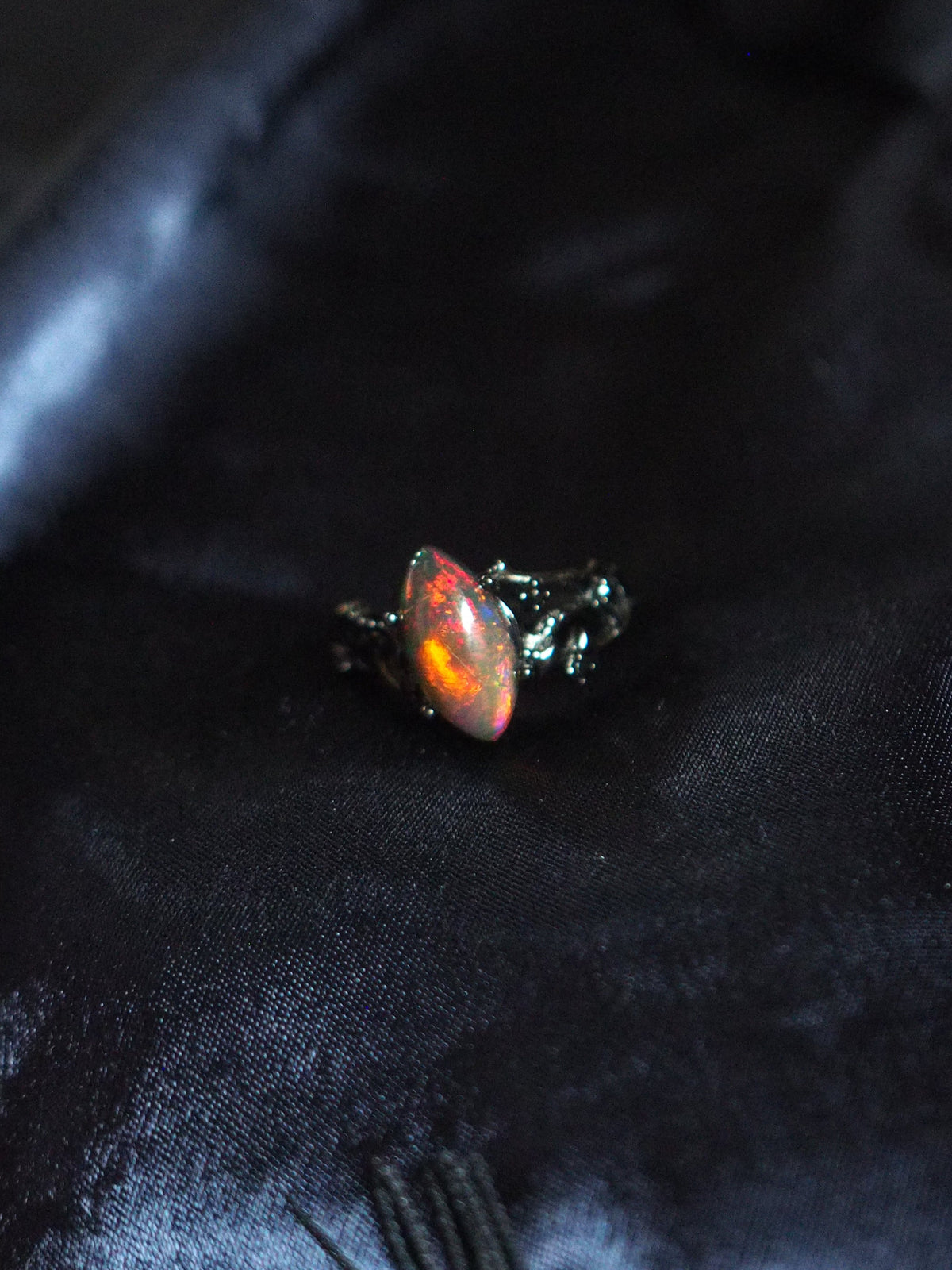 BLACKTHORN #03 - Marquise Black Opal Ring