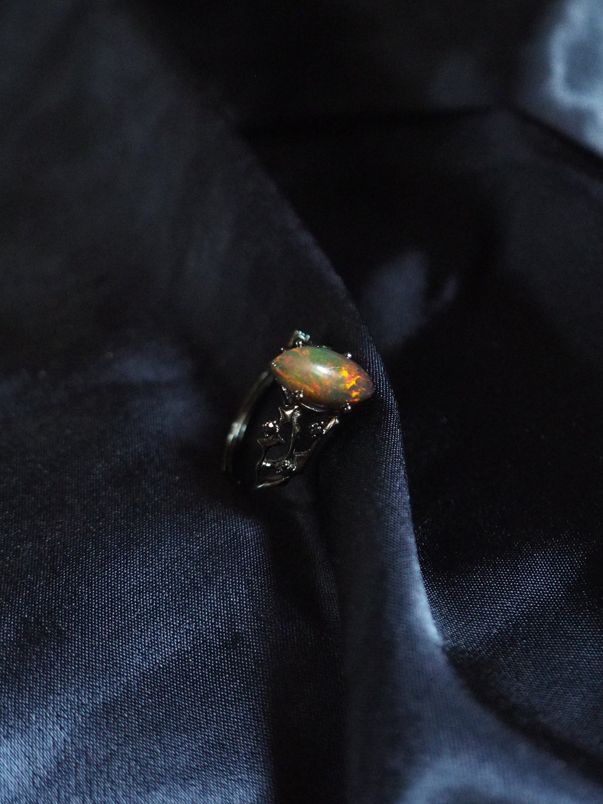 BLACKTHORN #03 - Marquise Black Opal Ring