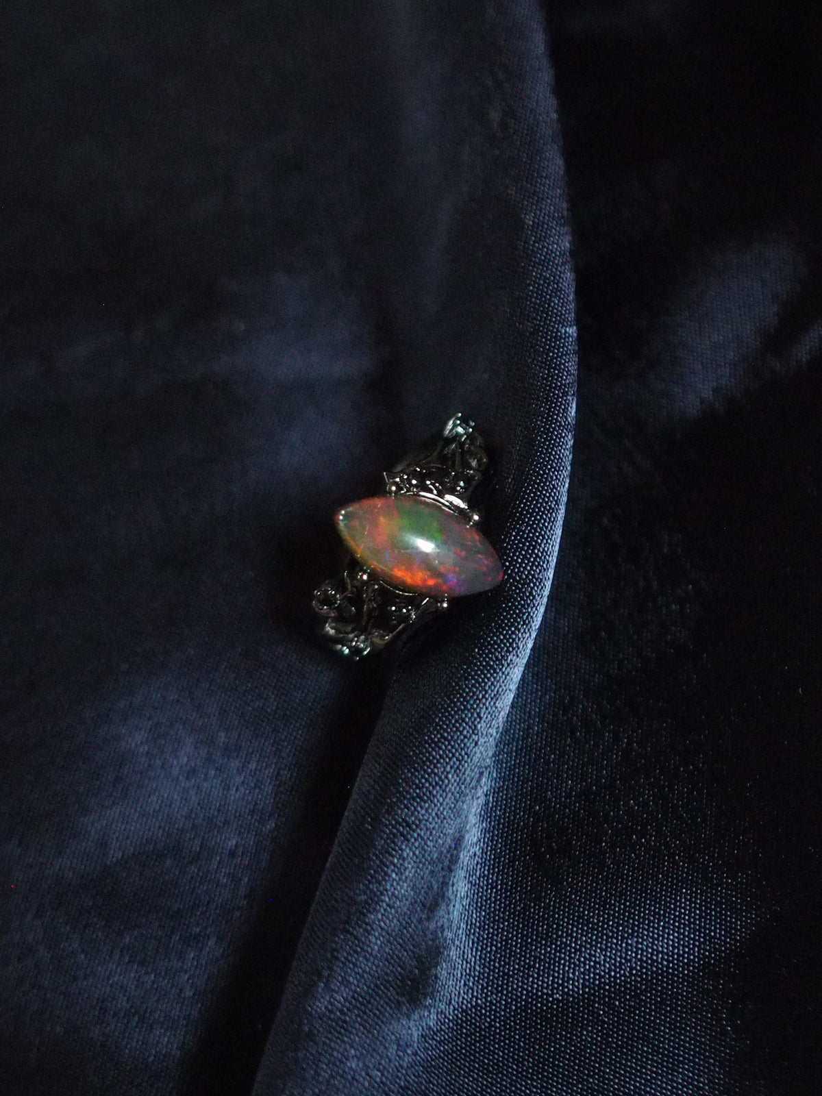 BLACKTHORN #03 - Marquise Black Opal Ring