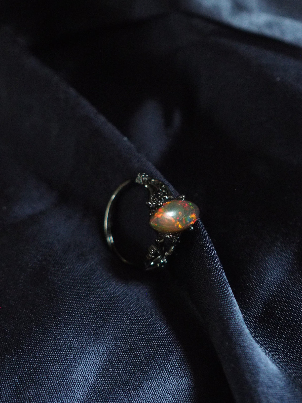 BLACKTHORN #03 - Marquise Black Opal Ring