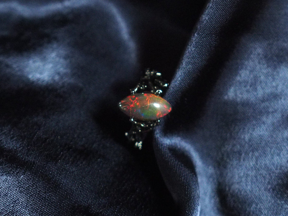 BLACKTHORN #03 - Marquise Black Opal Ring