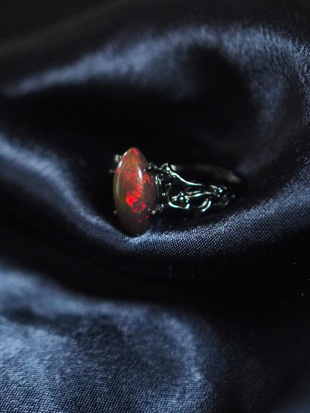 BLACKTHORN #03 - Marquise Black Opal Ring