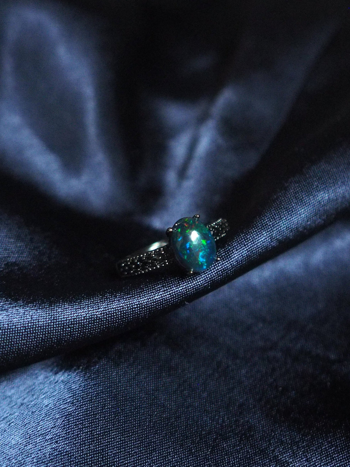 NOX #01 - Oval Black Opal Ring