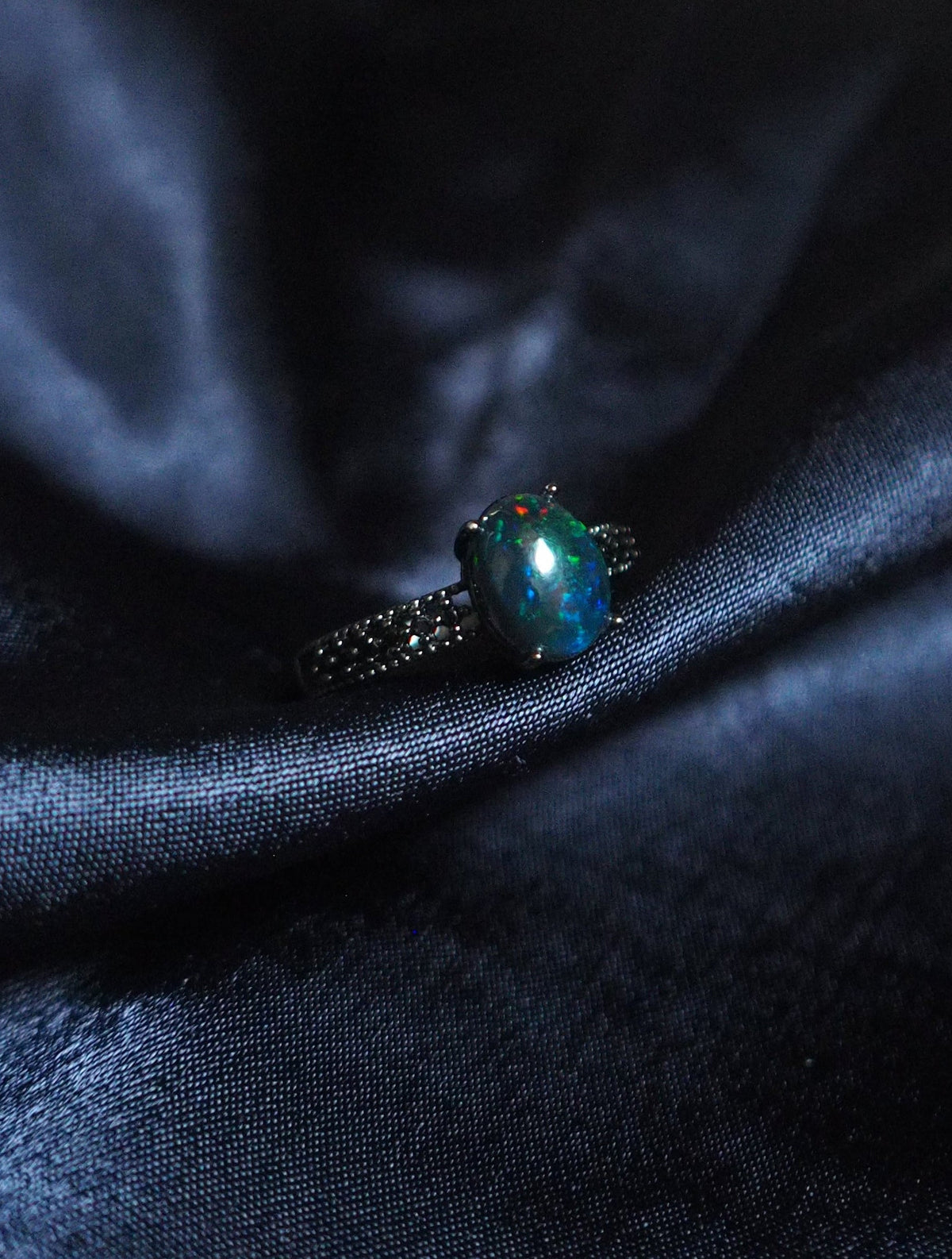 NOX #01 - Oval Black Opal Ring