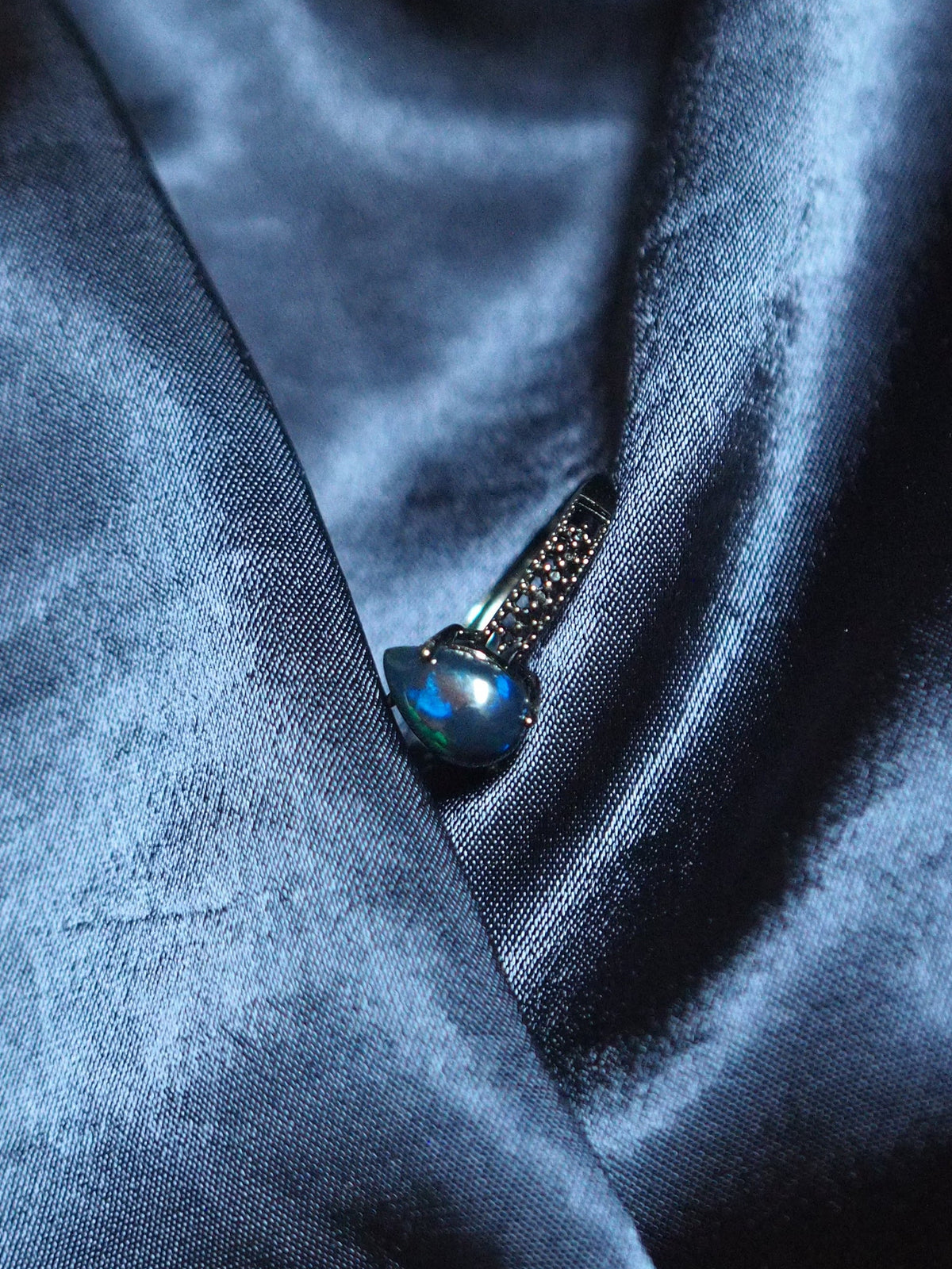 NOX #02 - Pear Black Opal Ring
