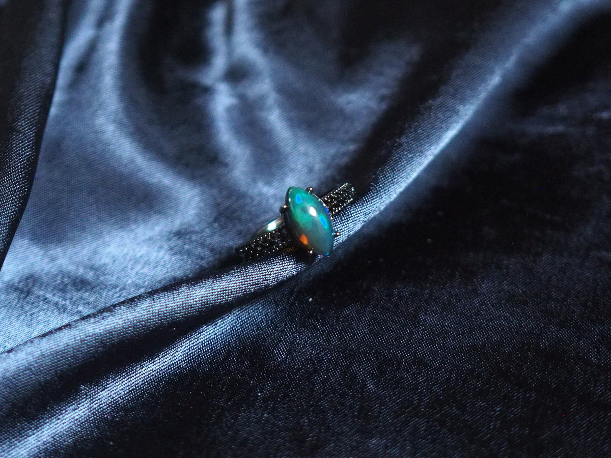 NOX #03 - Marquise Black Opal Ring