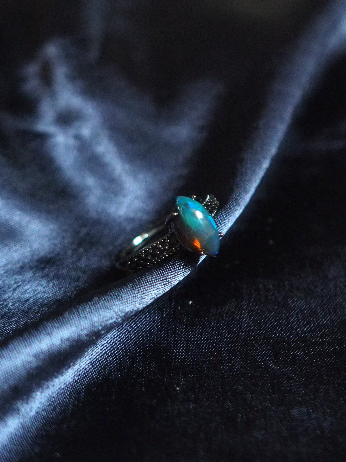 NOX #03 - Marquise Black Opal Ring