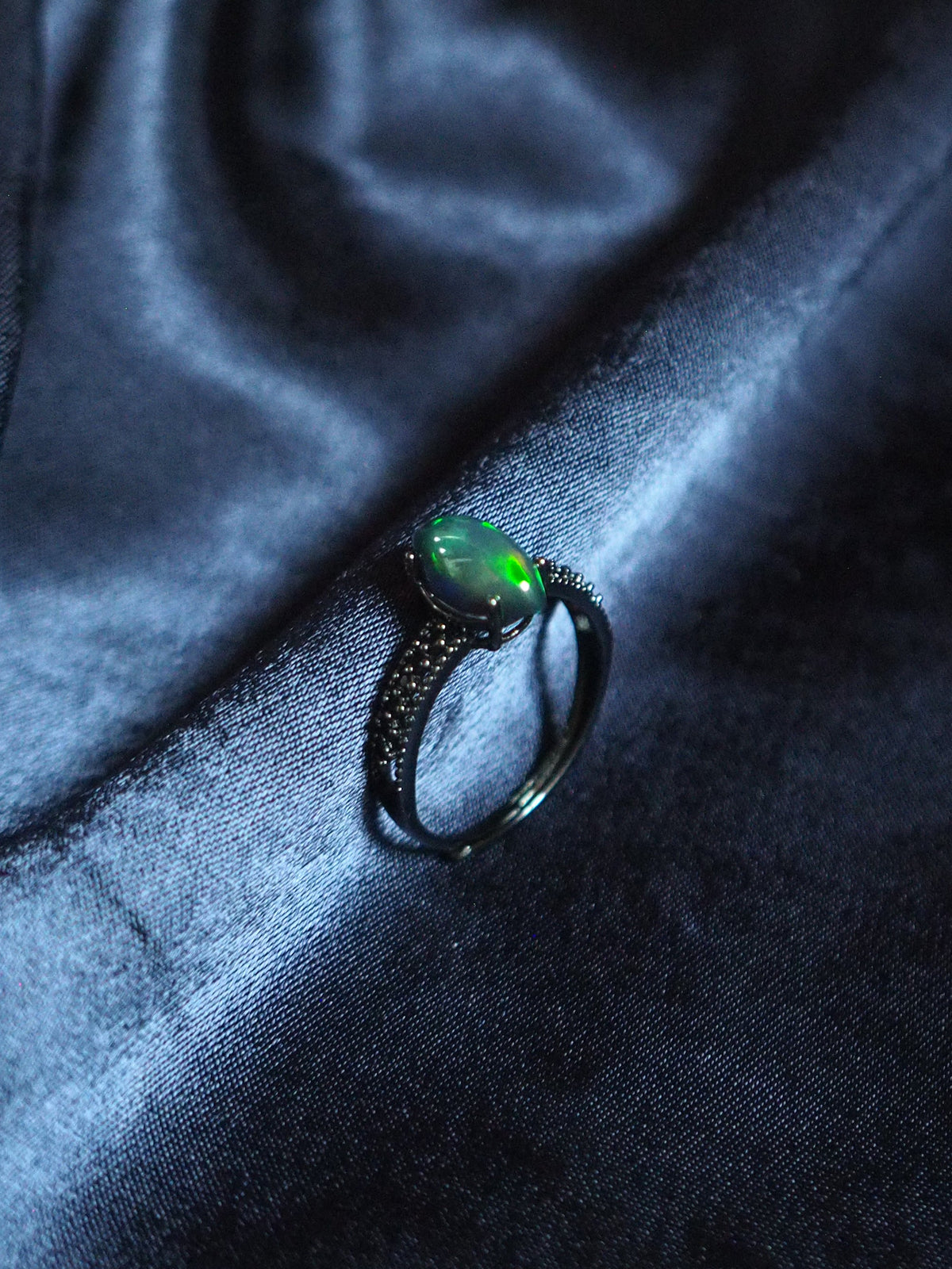 NOX #03 - Marquise Black Opal Ring
