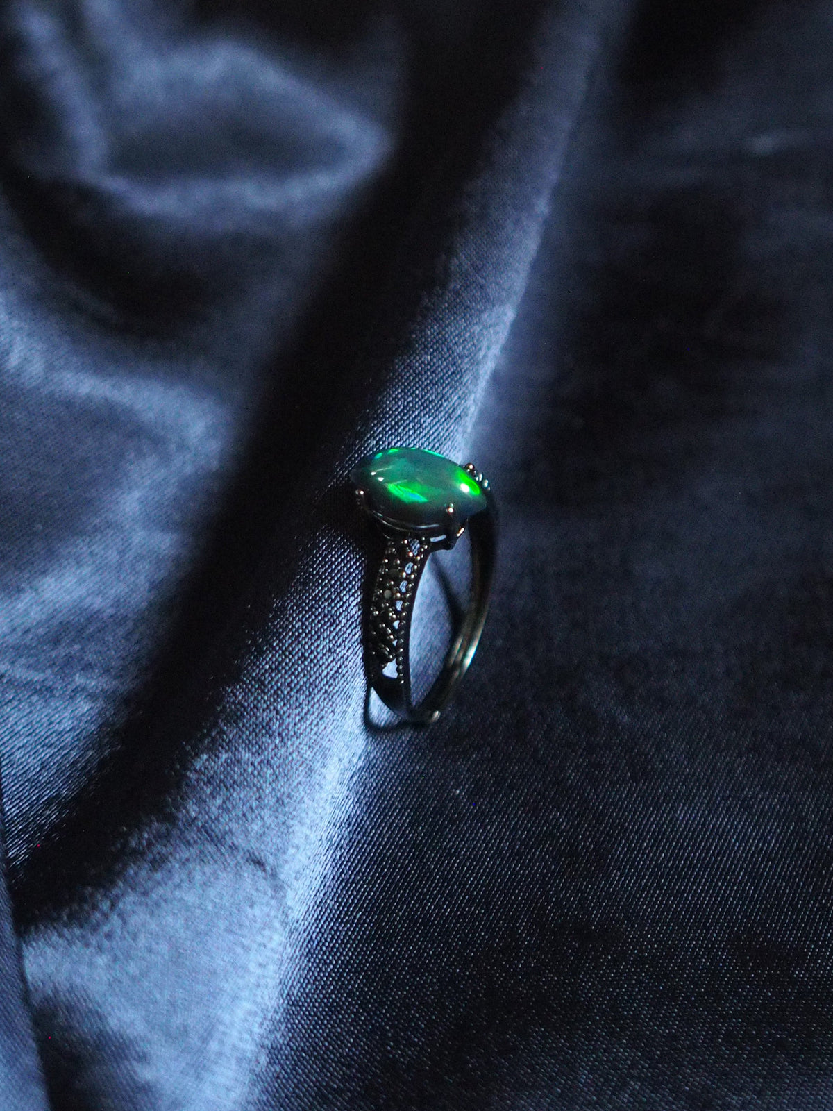 NOX #03 - Marquise Black Opal Ring